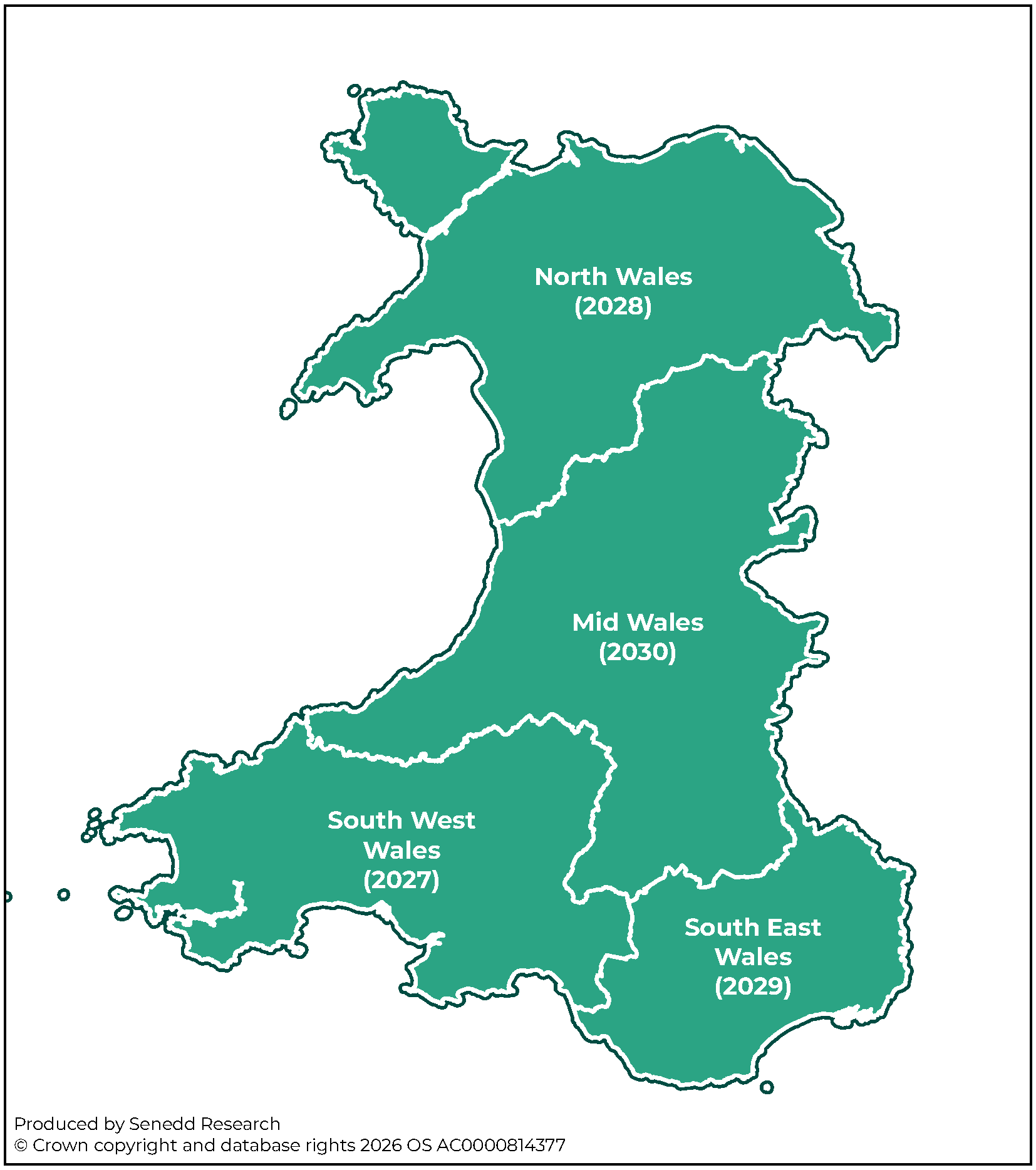 Figure 3 is a map of the implementation timetable for bus franchising in Wales by area between 2027 and 2030.
