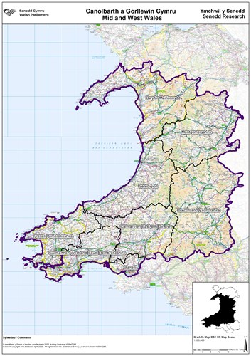 Map of Mid and West Wales