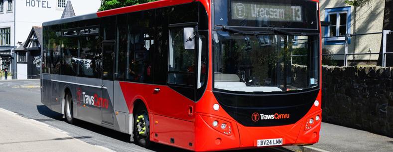 A picture of the TrawsCymru T3 bus service to Wrexham