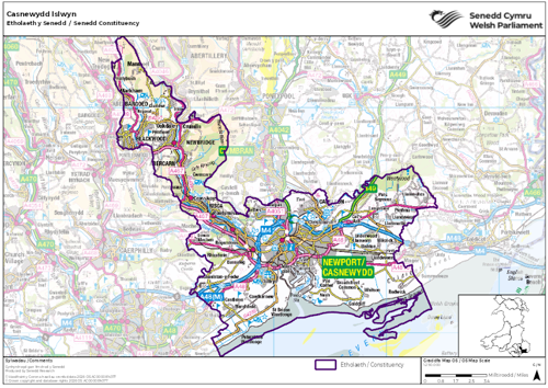 A map showing the Senedd constituency of Casnewydd Islwyn