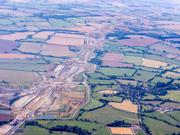 An image showing the HS2 route under construction to link London to the West Midlands. 