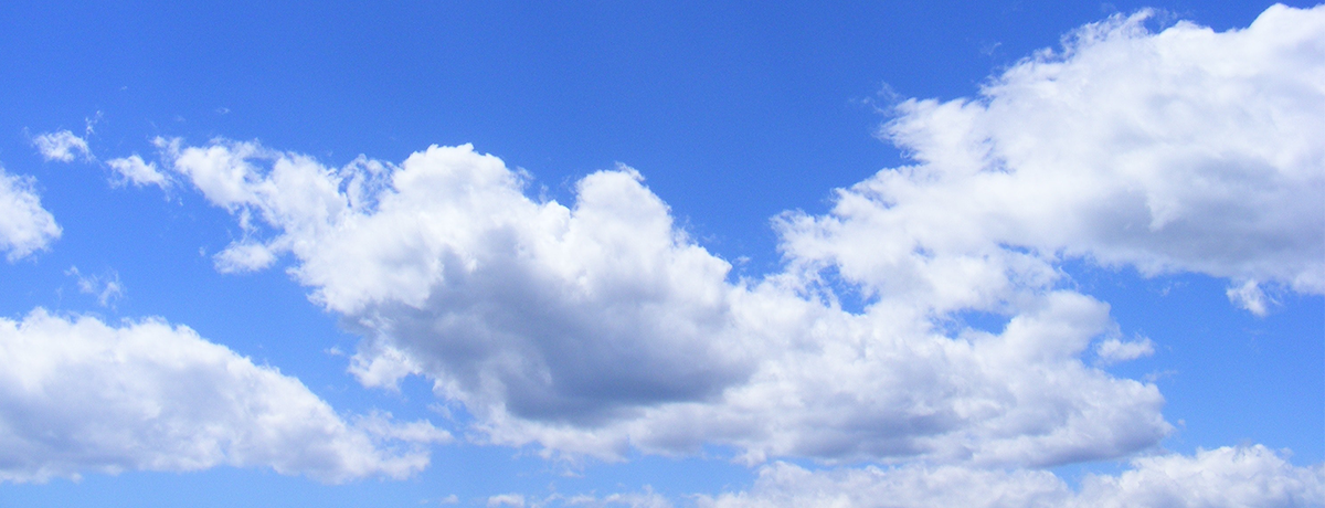 blue sky with fluffy white clouds