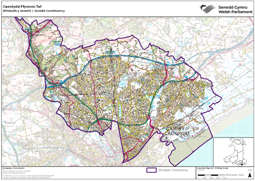 A map showing the Senedd constituency of Caerdydd Ffynnon Taf.