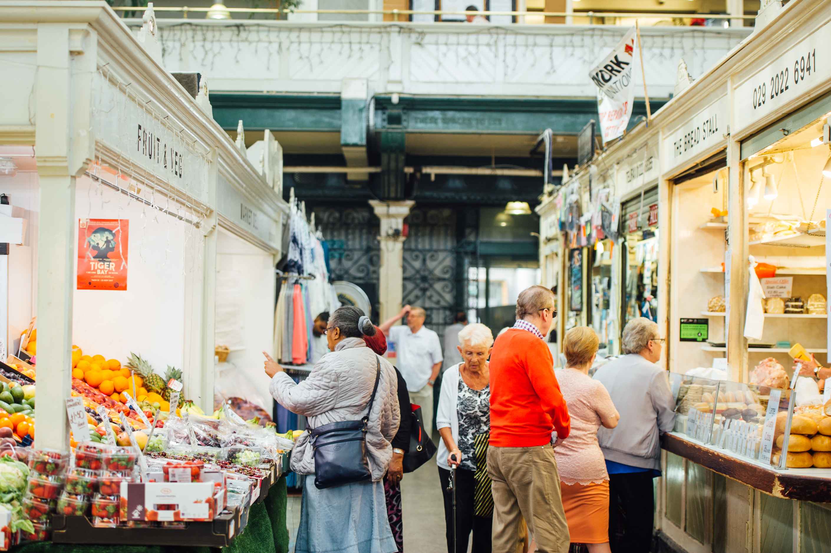 people shopping in Cardiff Market