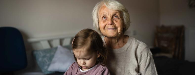 Older woman and young child