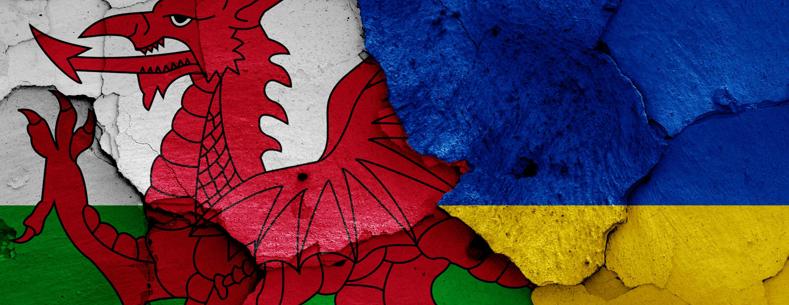 Wales And Ukrain Flags