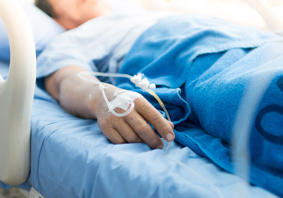 Patient in a hospital bed