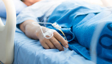 Patient in a hospital bed