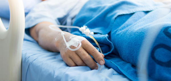 Patient in a hospital bed