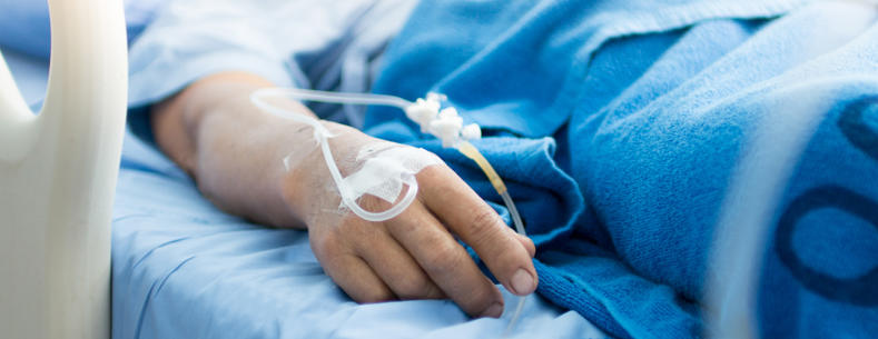 Patient in a hospital bed