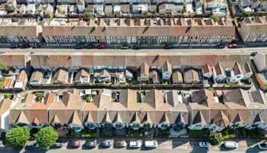 An overhead picture of houses