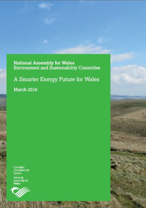 An image showing the front cover of the Environment and Sustainability Committee of the Fourth Assembly’s report on A Smarter Energy Future for Wales.